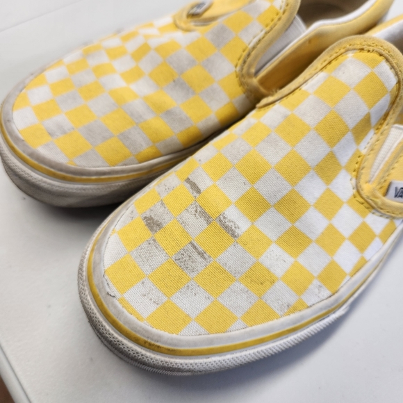 Yellow checks Vans kids size 2 - Picture 3 of 5